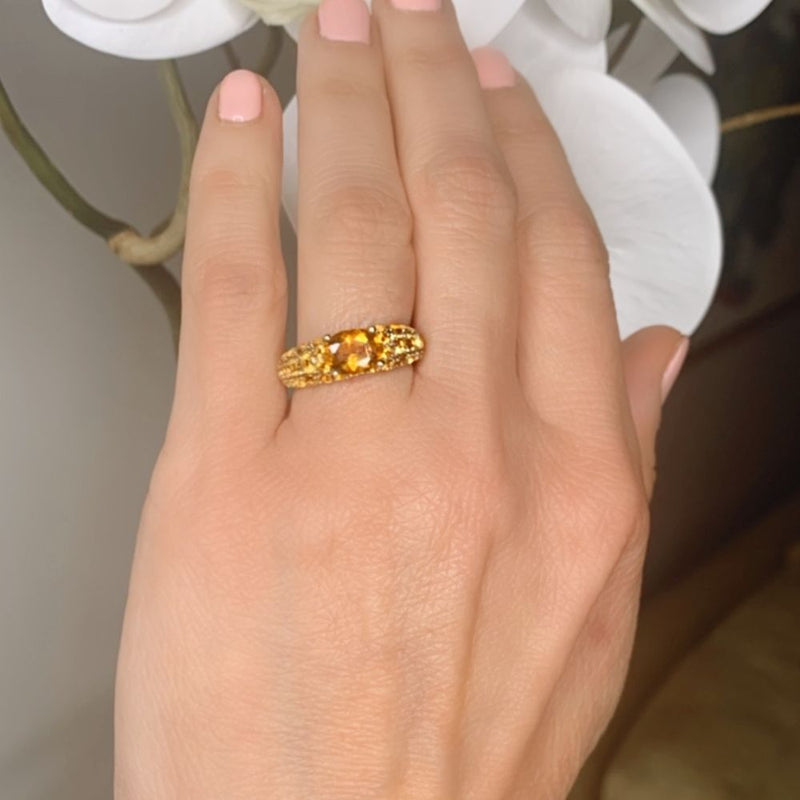 Citrine & White Topaz in 14K Yellow Gold Ring