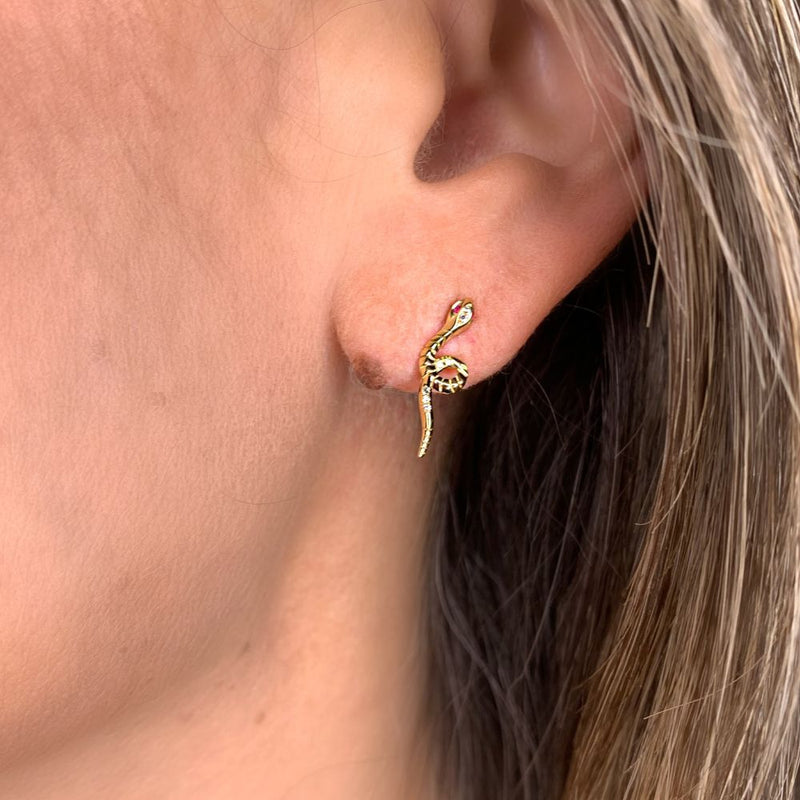 Aretes de diamantes y rubíes figura de serpientes