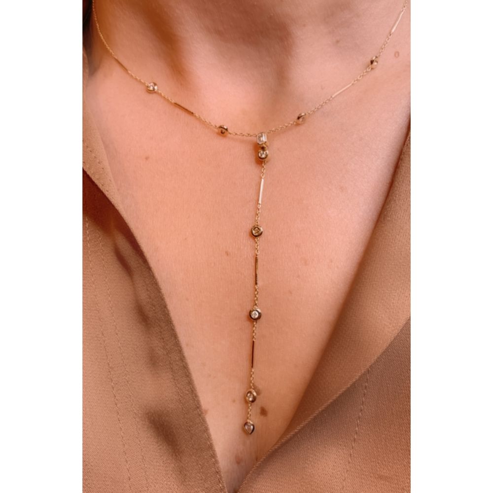 Lariat & Untie Diamond Necklace with 14K Yellow Gold for every occasion.