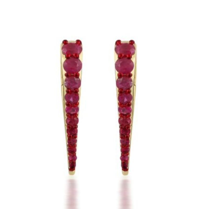 14K Yellow Gold Spike with Sapphire or Ruby Earrings