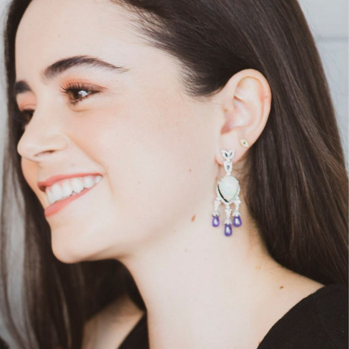 Aretes de ópalo etíope y tanzanita