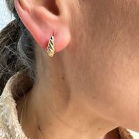 14K Yellow Gold Twist Huggies Earrings