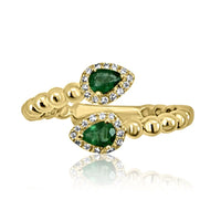 14K Yellow Gold Bead with Emerald & Diamond Rings