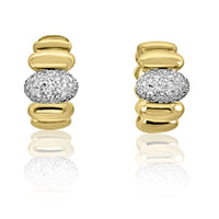 14K Yellow Gold & Diamond Oval Huggies Earrings