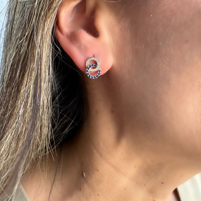 Aretes de zafiro de doble círculo