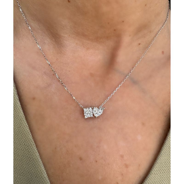 Diamond & Heart Pendant with 14K White Gold Necklace