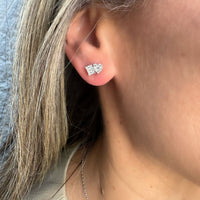 Diamond Heart & Square Stud Earrings