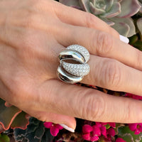 Anillo doble banda oro blanco 18K con diamantes