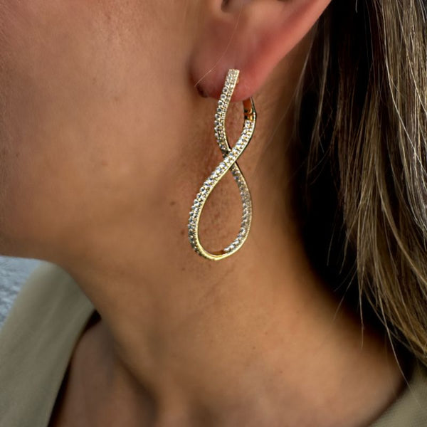 14K Yellow Gold  & Diamond Infinitum Loop Earrings