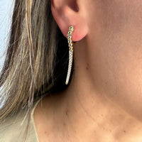 14K Yellow Gold  & Diamond Shinny Bead Earrings