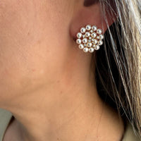 Aretes de oro amarillo de 14K y perlas