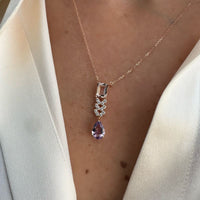 Morganite & Diamond Vine on 18K Rose Gold Necklace