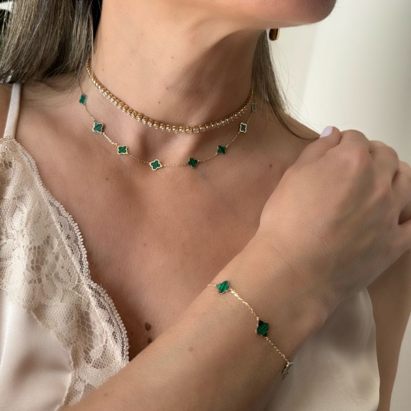 Malachite Clover Necklace - Adriana Fine Jewelry