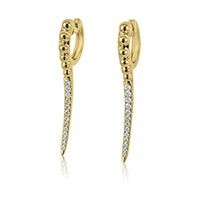 14K Yellow Gold  & Diamond Shinny Bead Earrings