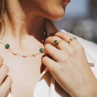 Sphere Malachite with Squared Gold & Diamond Rings