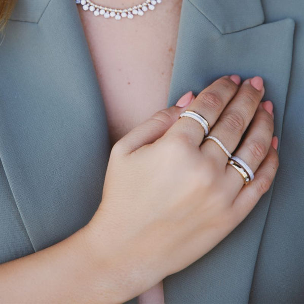 14K Yellow Gold & Diamond Wavy Rings