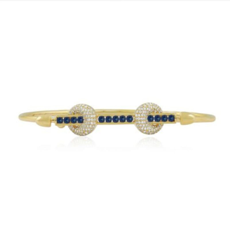 Sapphire Arrow with Diamond on 14K Yellow Gold Bracelet