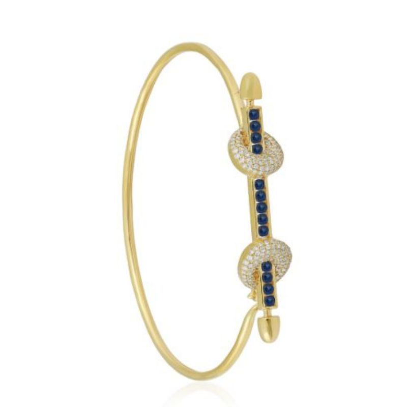 Pulsera con zafiro y diamantes de 14K de oro amarillo