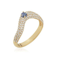 14K Yellow Gold Kyanite & Diamond Wavy Rings