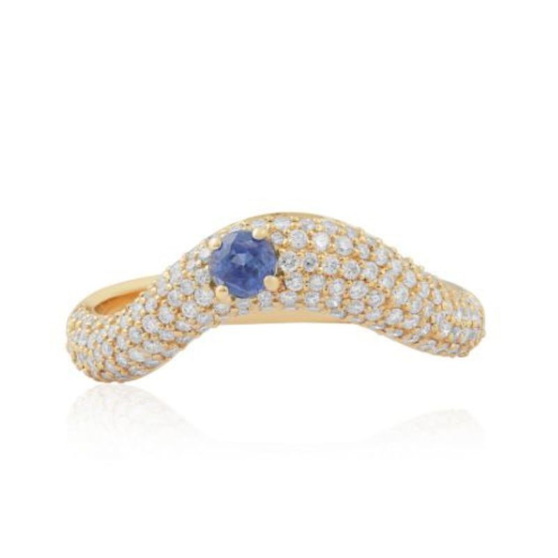 14K Yellow Gold Kyanite & Diamond Wavy Rings