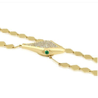 14K Yellow Gold & Diamonds Snake Lariat Necklace