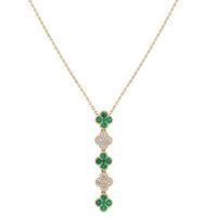 Emerald & Diamond Clover 18K Yellow Gold Necklace