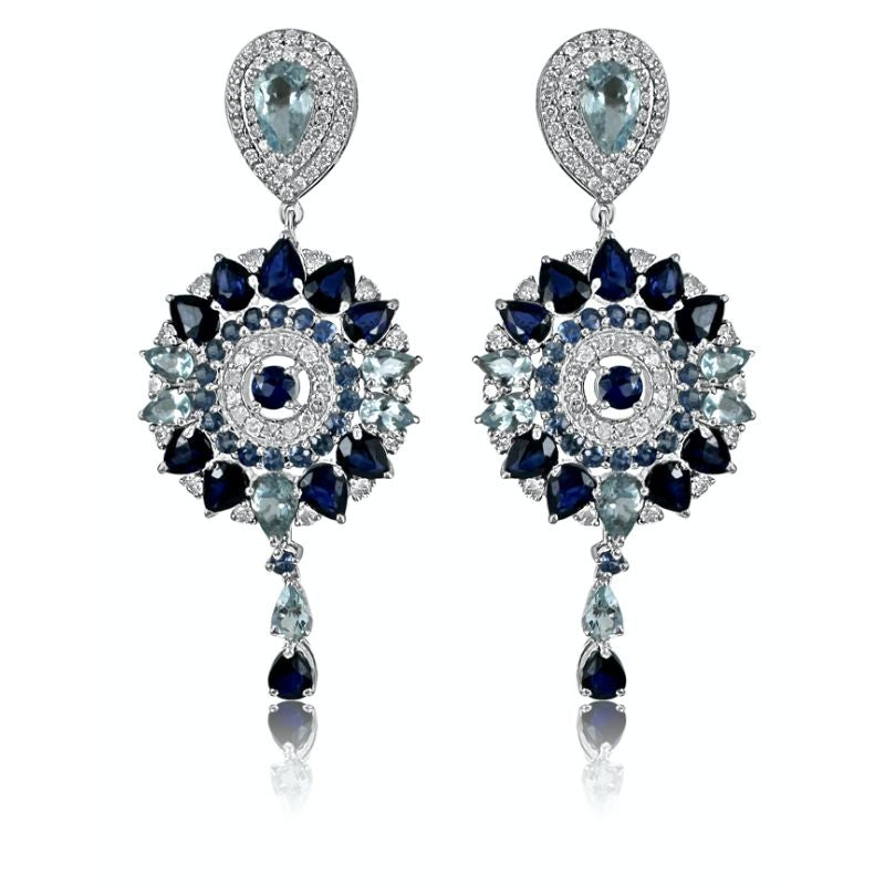 Sapphire & Aquamarine with Diamond Earrings