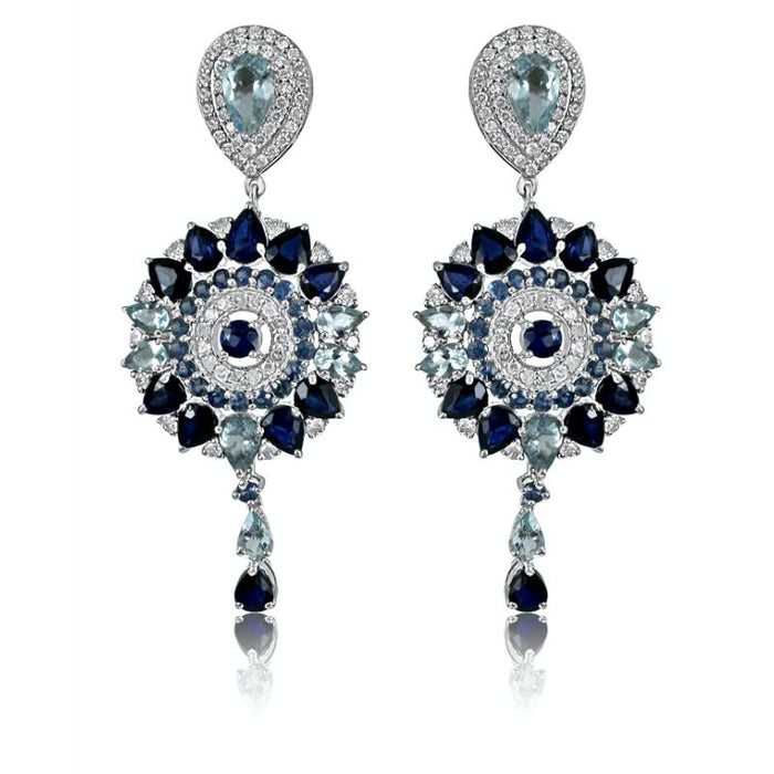 Sapphire & Aquamarine with Diamond Earrings