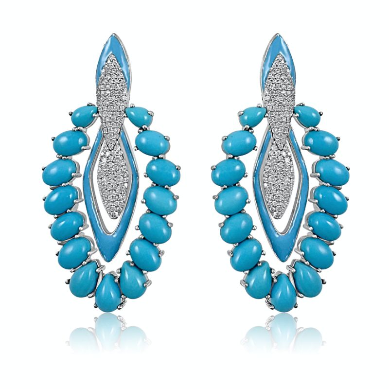 Sleeping Beauty Turquoise with Diamond Earrings