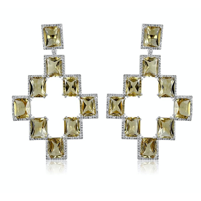 Citrine with Diamond Earrings