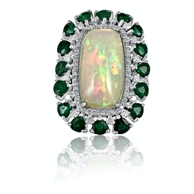 Emerald & Opal with Diamond Ring