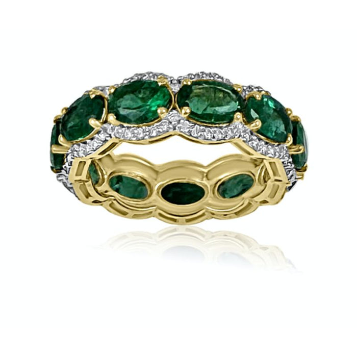 14K Yellow Gold Emerald & Diamond Band Rings