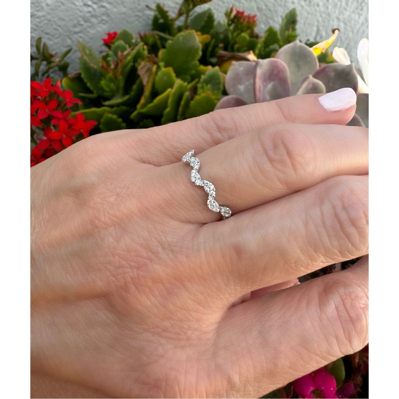 14K White Gold & Diamond Wavy Rings