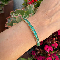 14K Yellow Gold & Cut Emerald Bangle Bracelets