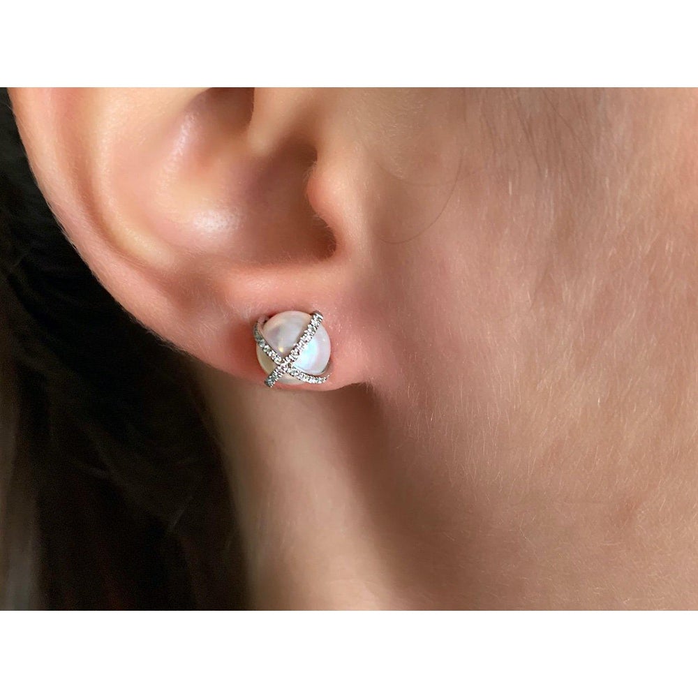 Mini Silver Sculpted 'X' Diamond Cable Earrings | Phillip Gavriel