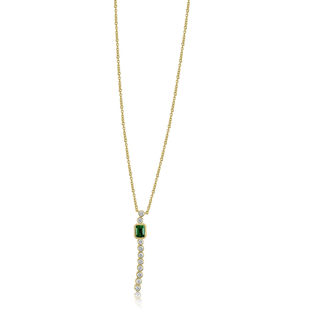 14K Yellow Gold Diamond Emerald Necklace