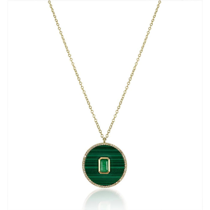 Disc Malachite Emerald Necklace - Adriana Fine Jewelry