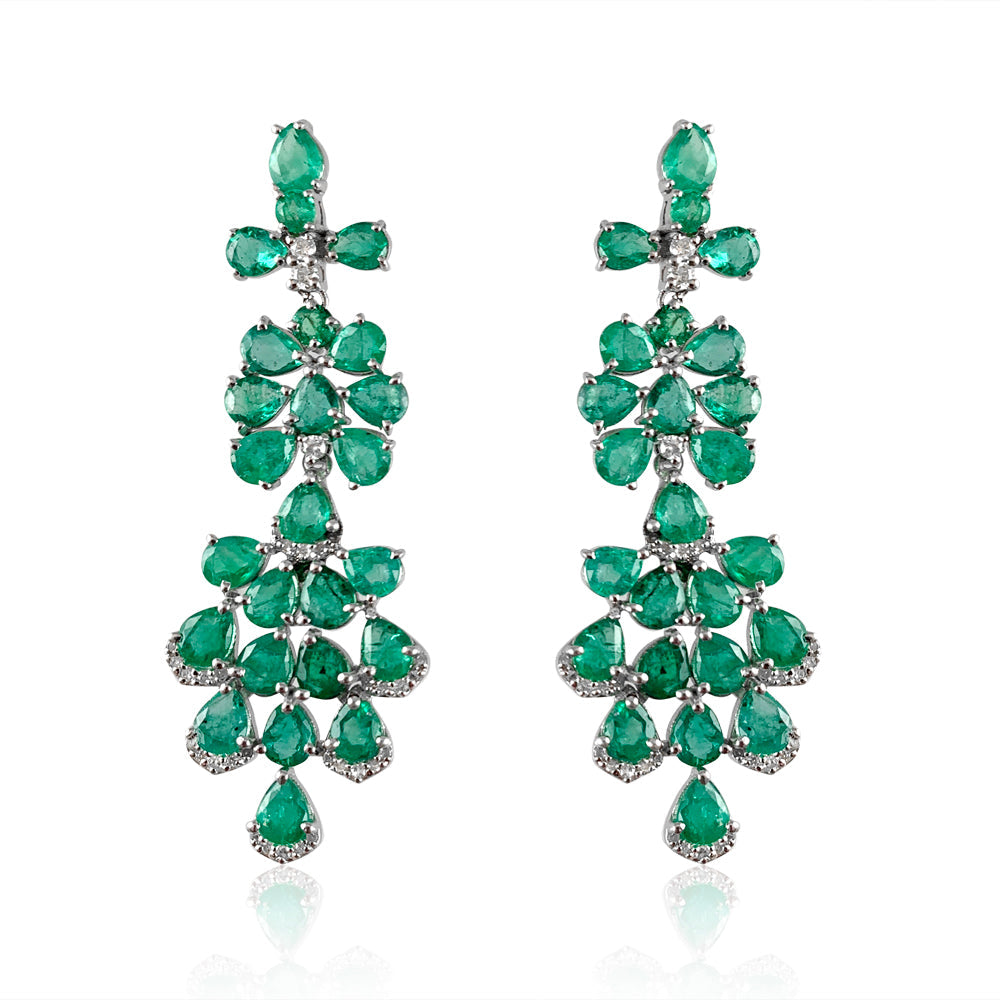 Gold emerald crystal dangle earrings, Pure niobium nickel free jewelry –  for rebel skin